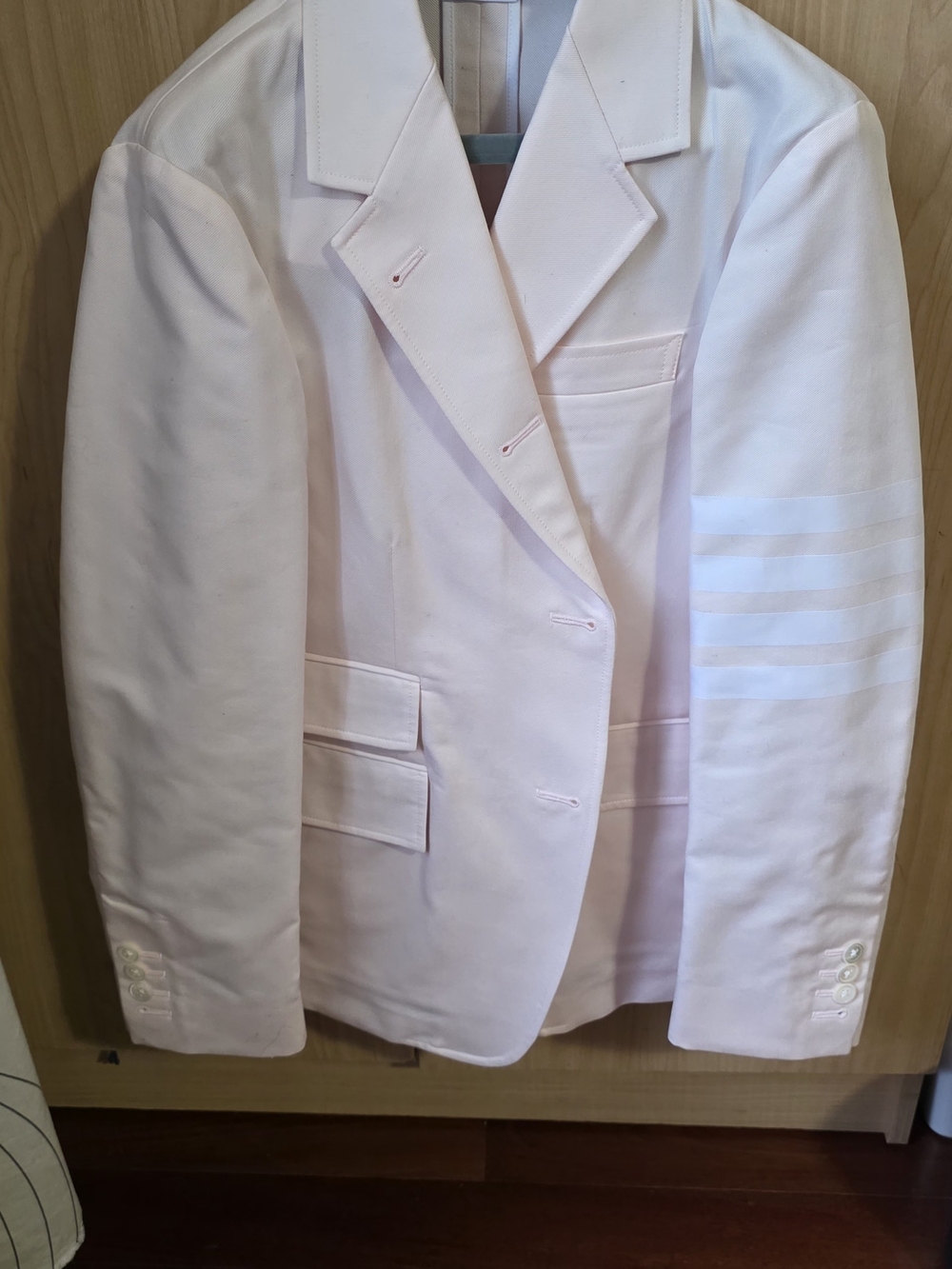 Thom Browne Light Pink Four-Bar Tailored Blazer